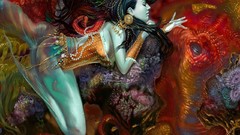 Fantasy woman abstract multicolor artistic