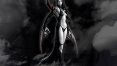 Fantasy woman claws tattoos black hair cleavage demons Succubus 