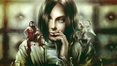 Fantasy woman devil angels brunettes artwork digital art 