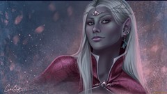 Fantasy woman white hair blue eyes fantasy art