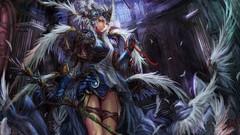 Fantasy woman wings feathers Valkyrie artwork digital art 