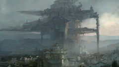 Fantasy World fish Walker castle artwork futuristic