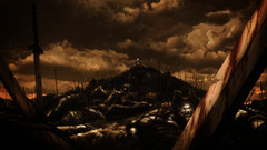 fate zero saber Anime anime girls fate series dark sky clouds