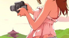 Fawn Shorts Cameras long hair anime girls brown eyes brunettes 