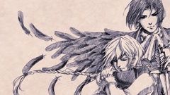 Feathers Anime sepia Swords blondes brunettes braids pandora 