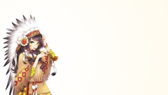 Feathers Anime white background hats long hair anime girls 