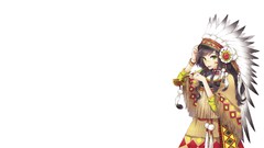 Feathers Anime white background pipes anime girls green eyes 