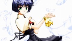 Feathers blue hair green eyes seifuku kano Air (anime)