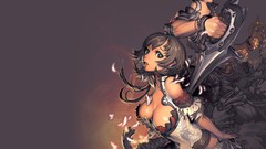 Feathers brown anime girls blue eyes hyung tae kim black hair 