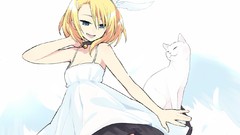 Feathers dress blue eyes vocaloid kagamine rin