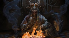 Feathers Drums smokes antlers shaman artwork panthers spiritual 