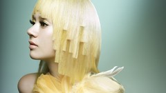 Feathers hairstyle blondes asians bangs models Simple Background
