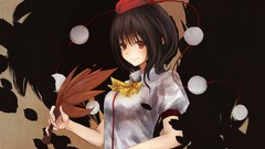 Feathers hats brunettes touhou shameimaru aya Puffed sleeves
