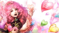 Feathers Hearts pink hair vocaloid megurine luka
