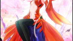 Feathers red eyes pink hair anime girls guilty crown yuzuriha 