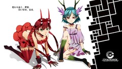 Feet Anime red eyes shirts long hair anime girls green eyes 