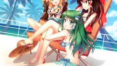 Feet ass legs wink kochiya sanae hakurei reimu touhou kirisame 