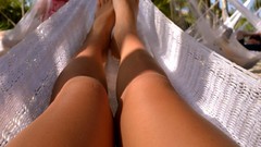 Feet hammock legs barefoot nail polish point of view