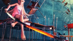 Feet weapons Anime Swords long hair barefoot anime girls 