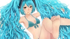 Feet white background barefoot hatsune miku vocaloid bikini 