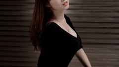 Feet woman beds asians long hair brunettes models black dress 