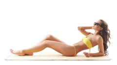 Feet woman faces sunglasses legs lingerie models bikini