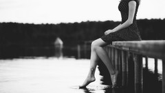 Feet woman monochrome outdoors barefoot