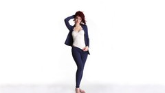 Feet woman white background pants sandals susan coffey redheads 