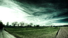 field clouds House Trees landscape sky road outdoors dark