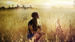 Fields blondes girls in nature