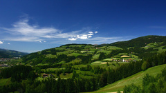 Fields hills skyscapes clouds