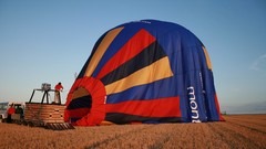 Fields skies hot air balloons