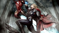 Fight Iron Man thor forests artwork The Avengers (movie)