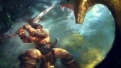 Fight jungle snakes Swords Conan the Barbarian fantasy art
