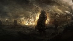 Fight paintings science fiction cyborgs post-apocalyptic