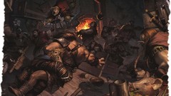 Fight Pathfinder barbarian dwarfs fantasy art Inn