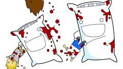 Fight pillows blood