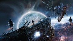 Fight spaceships surreal outer space battles artwork futuristic 
