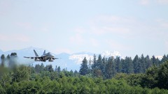 Fighters flying air force f-18 hornet cf-18 jet aircraft low 