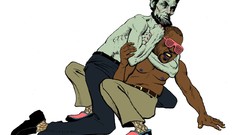 Fighting kanye west rapper vs president Abraham Lincoln artwork