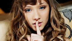 Fingers brunettes woman blue