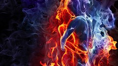 Fire abstract flames nude digital art