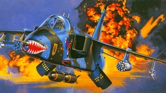 Fire Aircraft explosions jaguar bombs missiles artwork