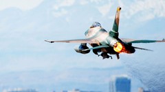 Fire Aircraft flying f-16 fighting falcon jet aircraft