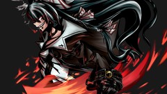 Fire Anime collar red eyes gloves Ribbons smokes smoking long 