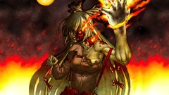 Fire anime girls fujiwara no mokou touhou video games torn 