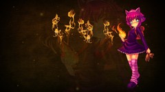 Fire Anime pink hair anime girls animal ears League of Legends 
