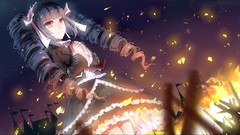 Fire Anime tie red eyes long hair anime girls black hair hair 