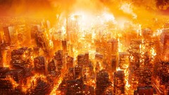 Fire Apocalypse Cover weird cities digital art fantasy art