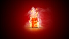 fire artwork letter red background